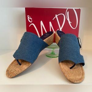 IMPO International Givana Cork Wedge Sandal with Memory Foam Denim/Blue size 9M